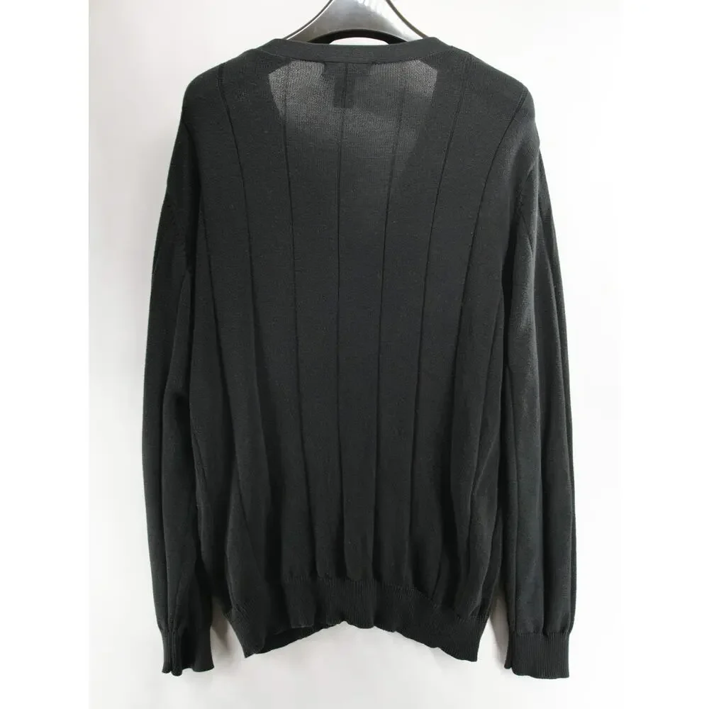 Vintage Arnold Palmer Men's XL Black Ribbed Knit Cardigan Sweater Made in Japan